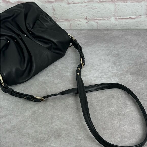 Valentino Garavani $2795 Rockstud Ruched Bloomy Black Leather Bag - Picture 9 of 14